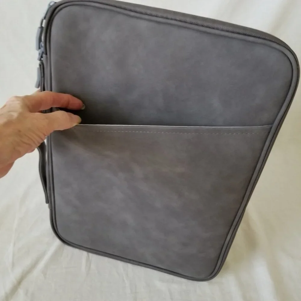 NEW! Faux Leather Laptop Computer Carrying Case w/Plush Pocket & Velcro Strap